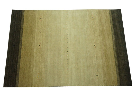 Gabbeh Teppich Beige 100% Wolle 170x240 cm Handgewebt Orientteppich Lr515