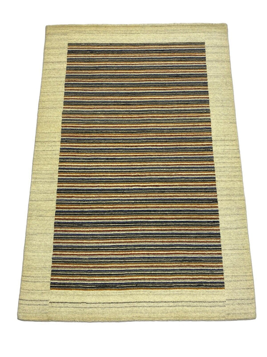 Teppich 100% Wolle Beige Grau Bunt Gabbeh lori Handgewebt 120x180 cm S147