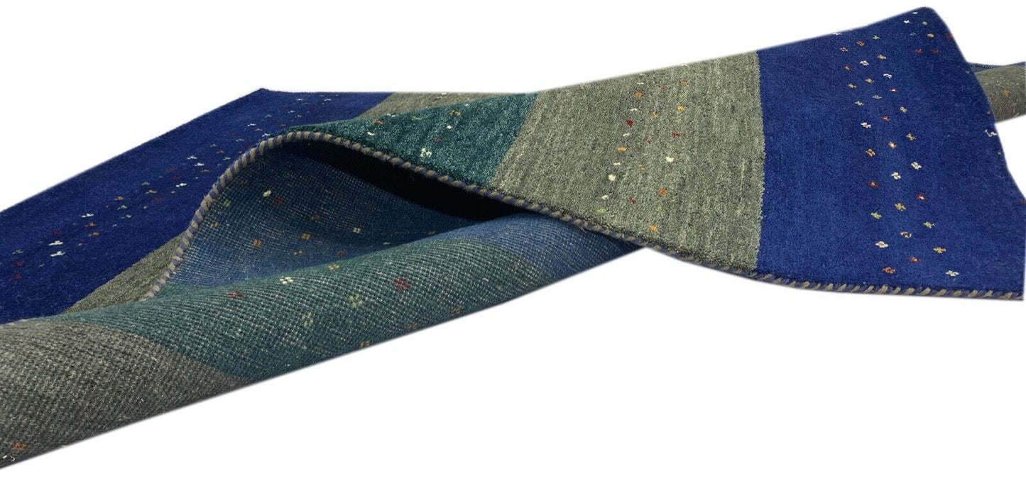 Gabbeh Teppich 100% Wolle Blau Handgeknüpft Orientteppich 170X240 cm WR39