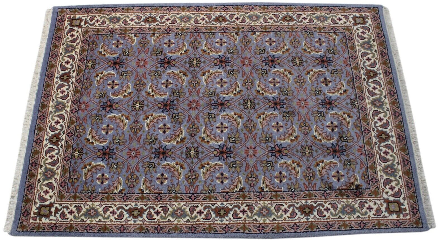 Blau Teppich Wolle Handgeknüpft Orientteppich 100% Schurwolle 120X180 cm D10