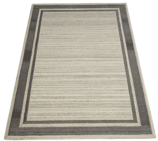 Grau Beige Teppich 100% Wolle 160X230 cm Orientteppich Handgetuftet HT218