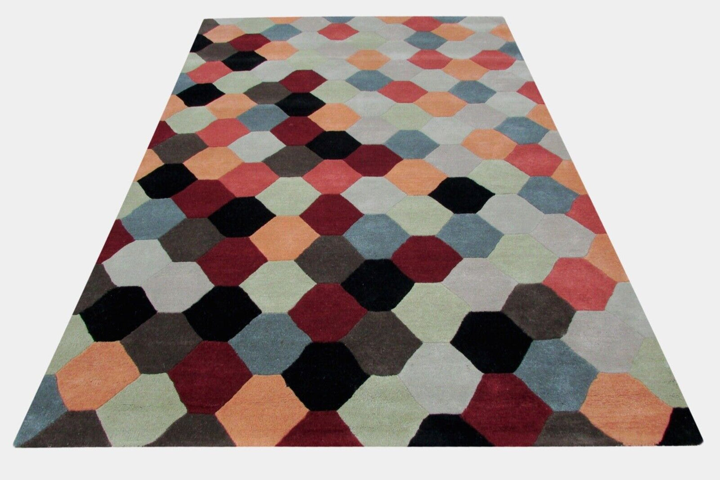 Bunt Teppich 100% Wolle 160X230cm Orientteppich Handgetuftet T788