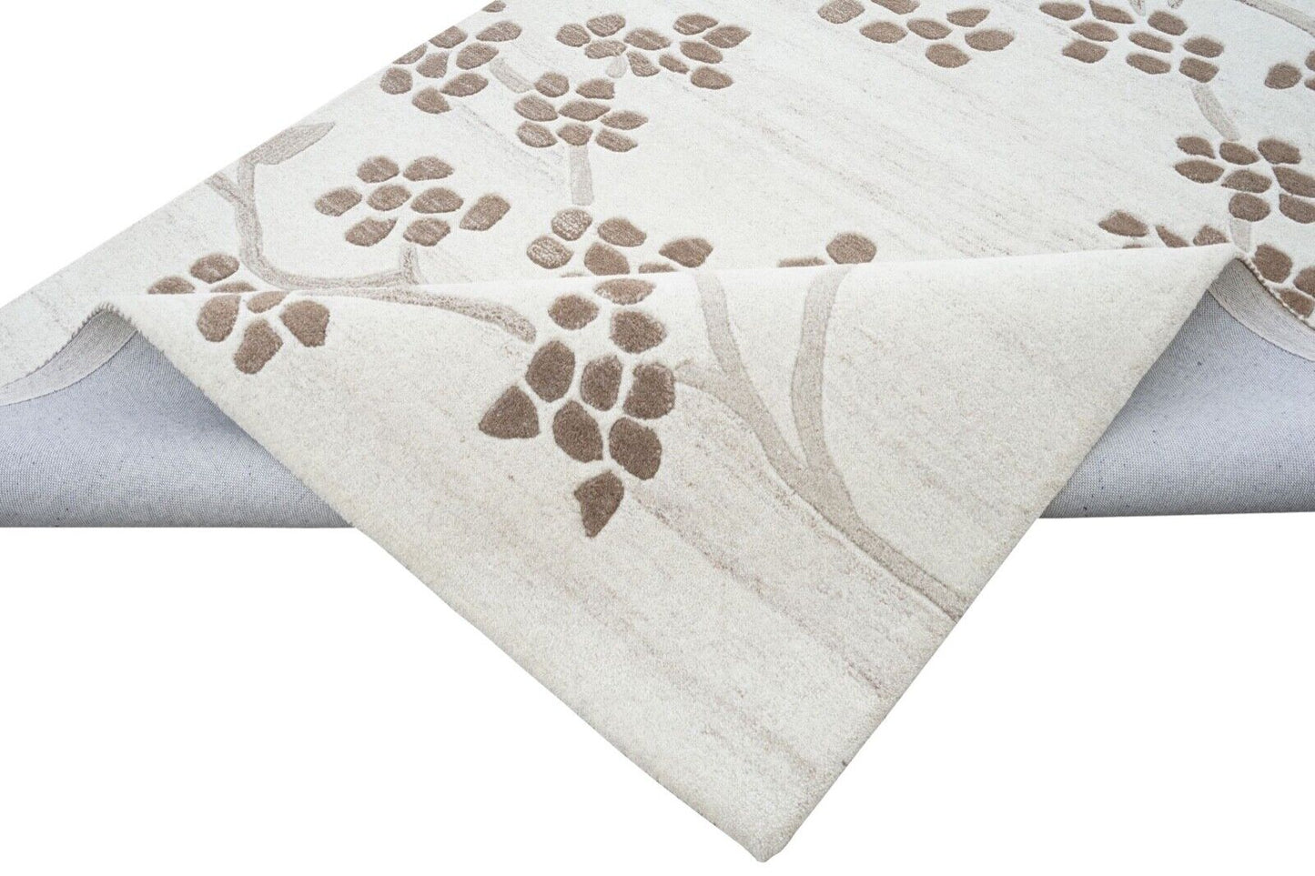 Beige Teppich 100% Wolle Elfenbeinfarbe Braun 160X230 cm Handgetuftet HT254