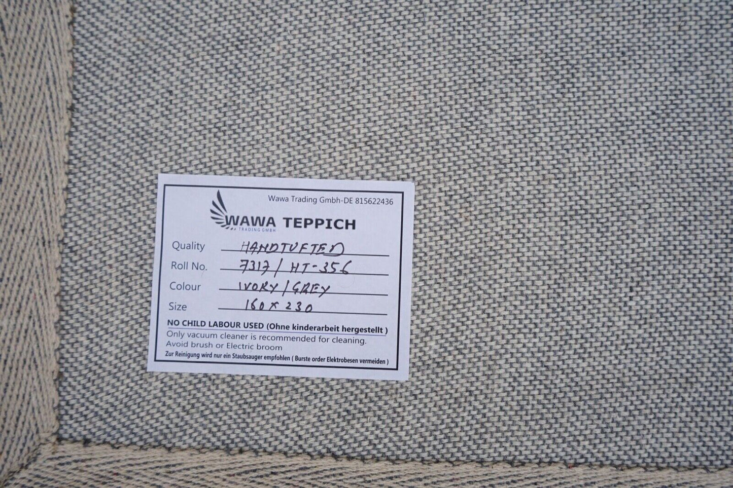 Teppich 100% Wolle Beige Braun Grau 160X230 cm Orientteppich Handgetuftet HT356