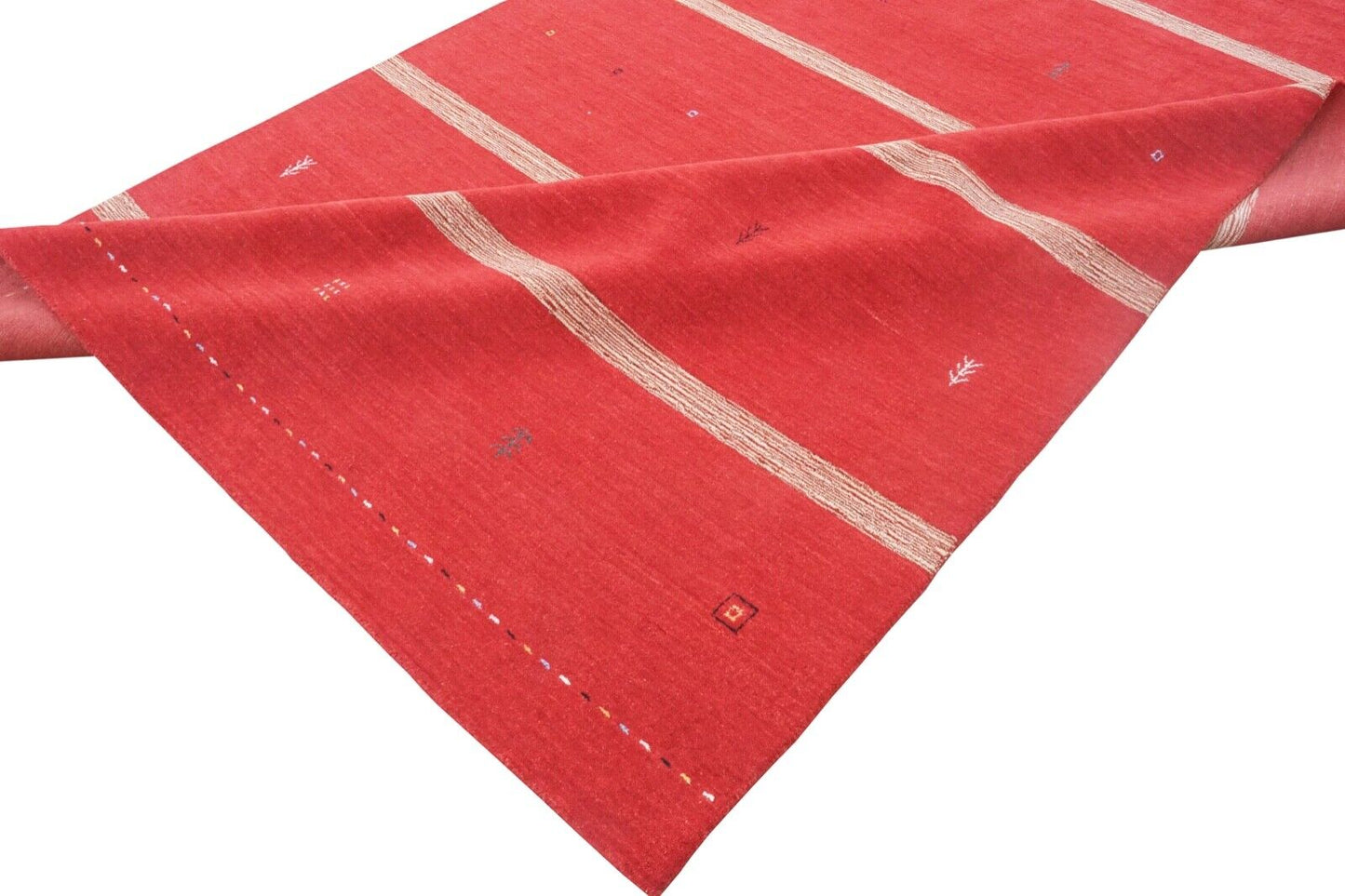 Gabbeh Teppich Rot Rosa 100% Wolle 200x295 cm Handgewebt Orientteppich Lr566