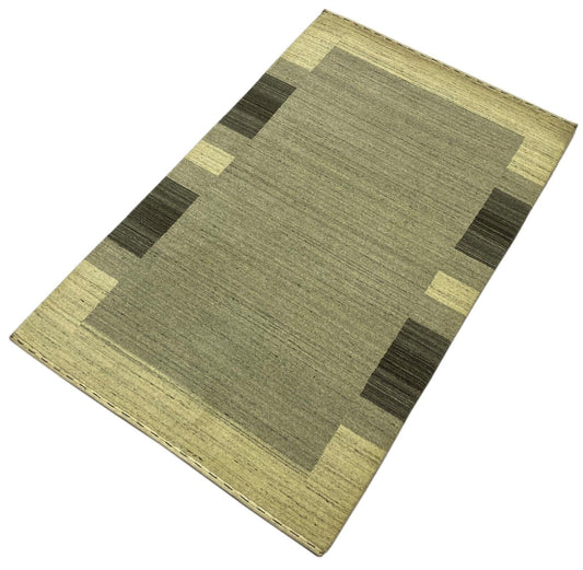 Teppich 100% Wolle Grau Beige Gabbeh lori Handgewebt 120x186 cm S150