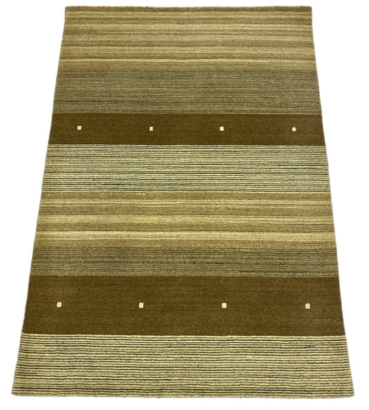 Gabbeh Teppich 100% Wolle Braun Beige loom lori Handgewebt 128x182 cm S140