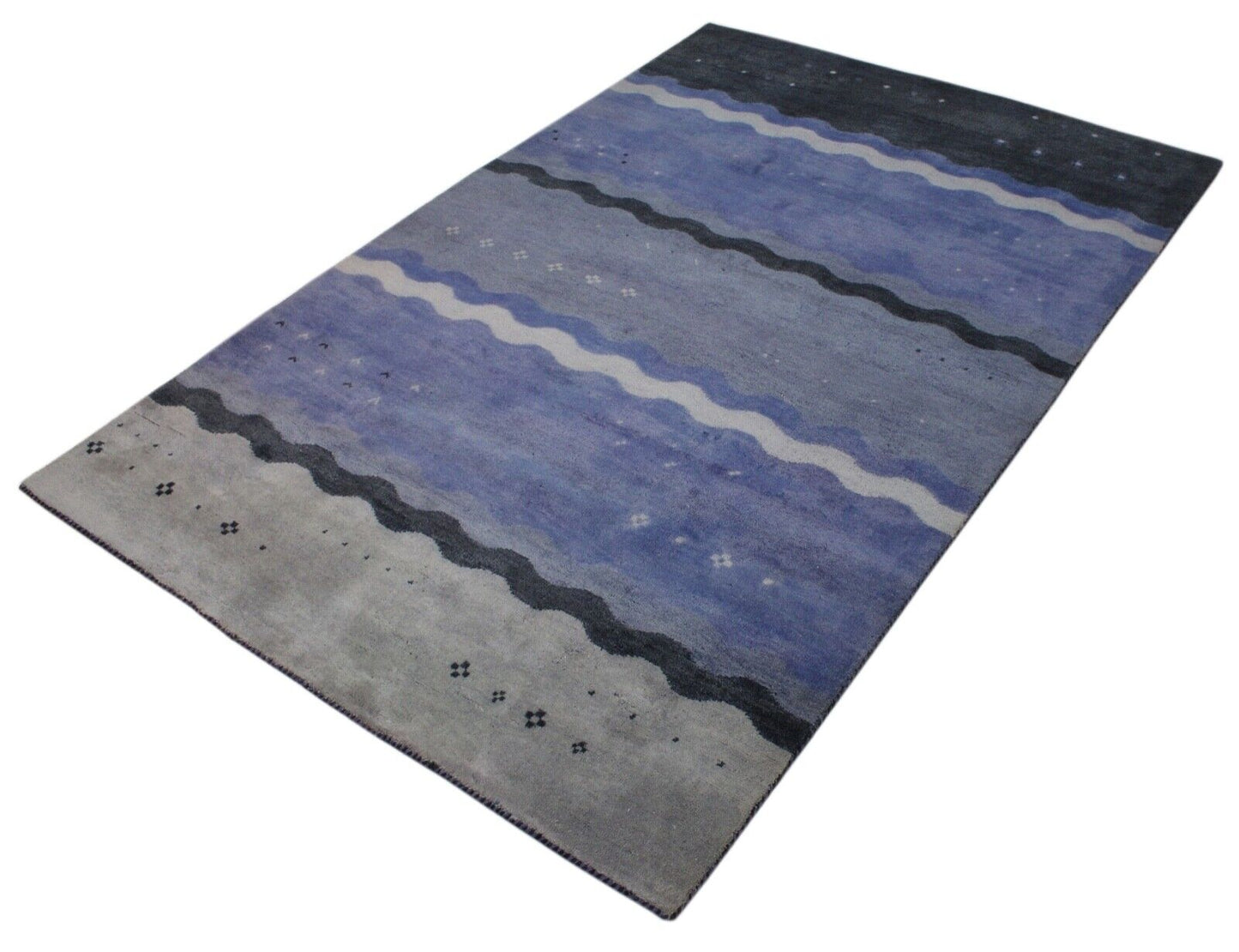 Gabbeh Teppich 100% Wolle Blau Handgeknüpft Orientteppich 183X272 cm