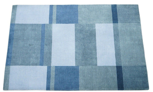 Blau Teppich 100% Wolle 120x180 cm Handgewebt Loom Orientteppich Lr430