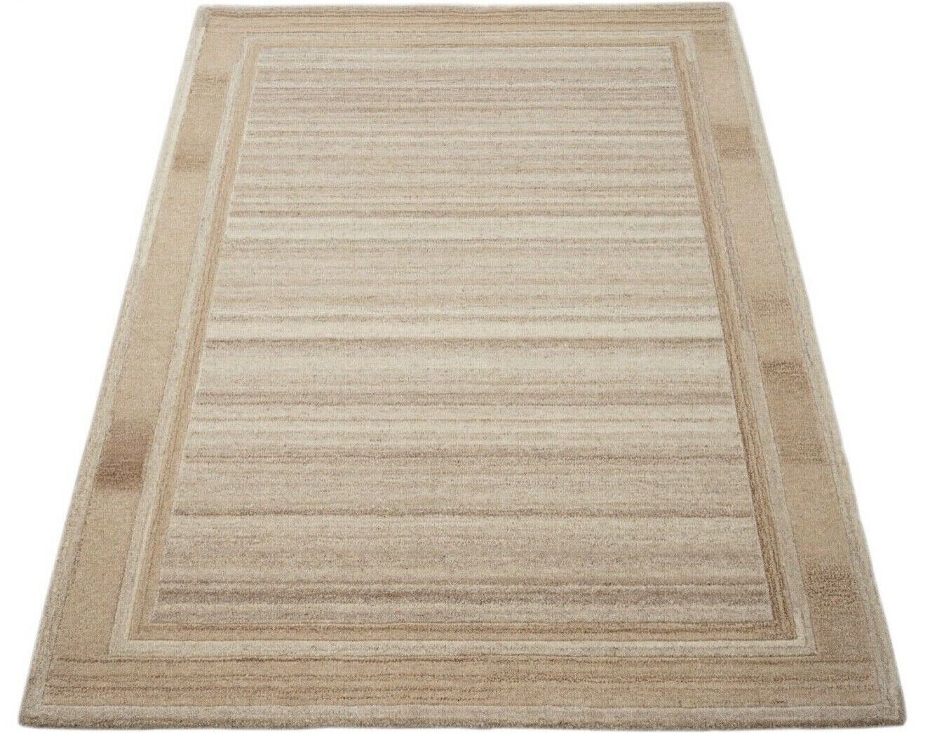 Beige 160X230 cm Teppich 100% Wolle Braun Orientteppich Handgetuftet HT184