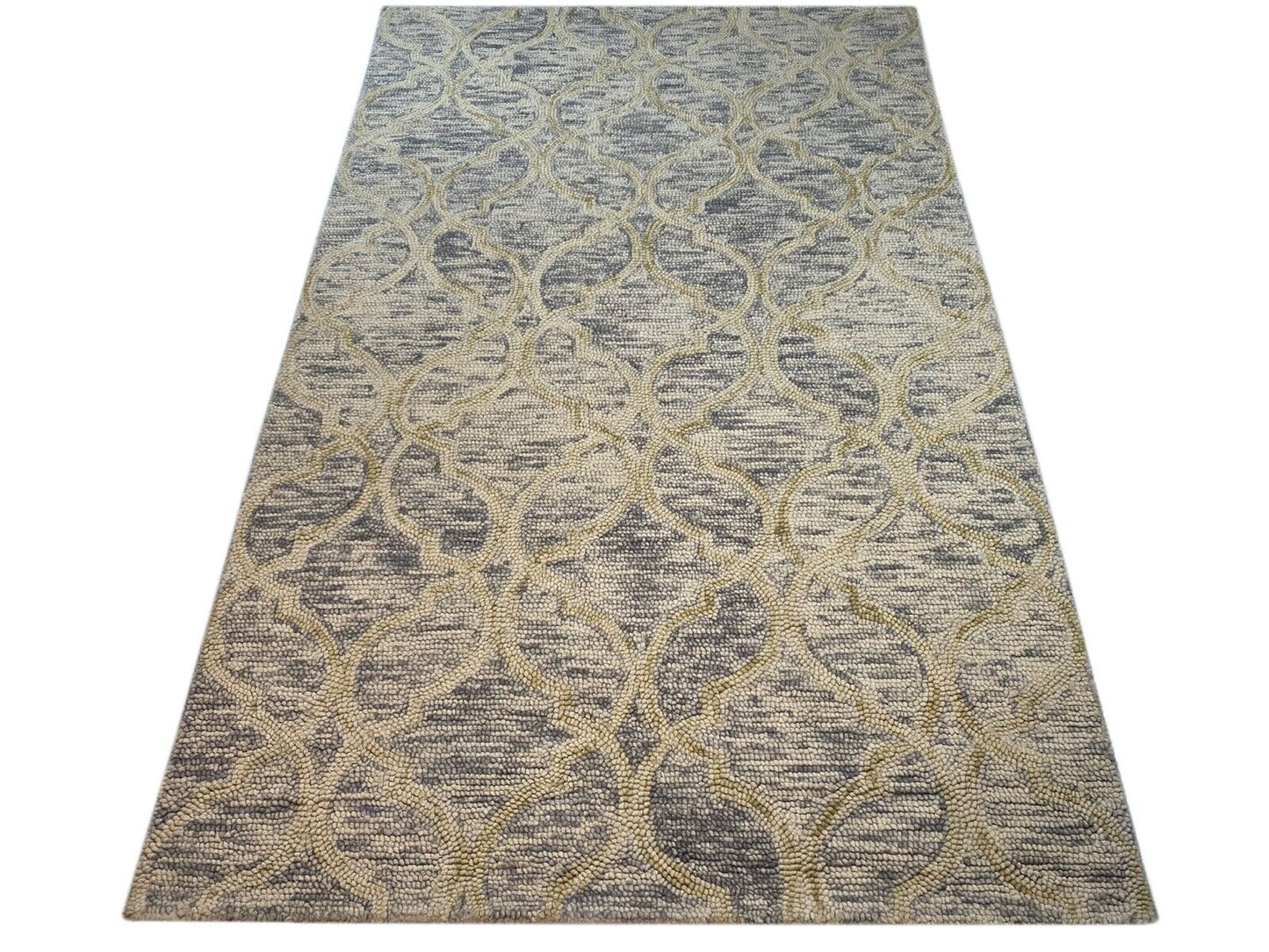 Designer Teppich Orange Beige Rot Grau 100% Wolle Handarbeit 150X240 CM MH954