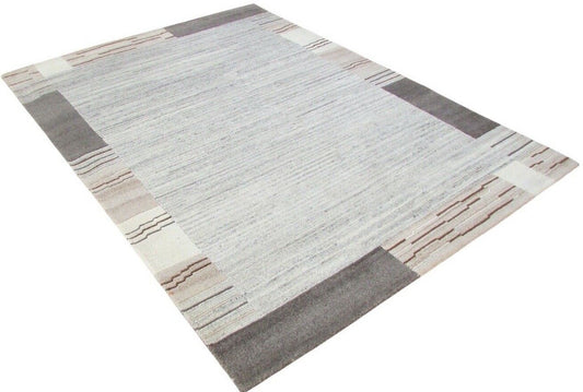 Nepal Teppich Handgeknüpft Beige Grau 100% Wolle Orientteppich 170x240 cm N-22