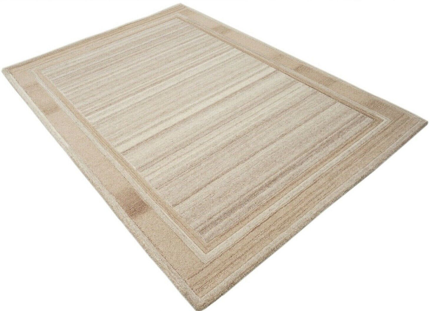 Beige 160X230 cm Teppich 100% Wolle Braun Orientteppich Handgetuftet HT184