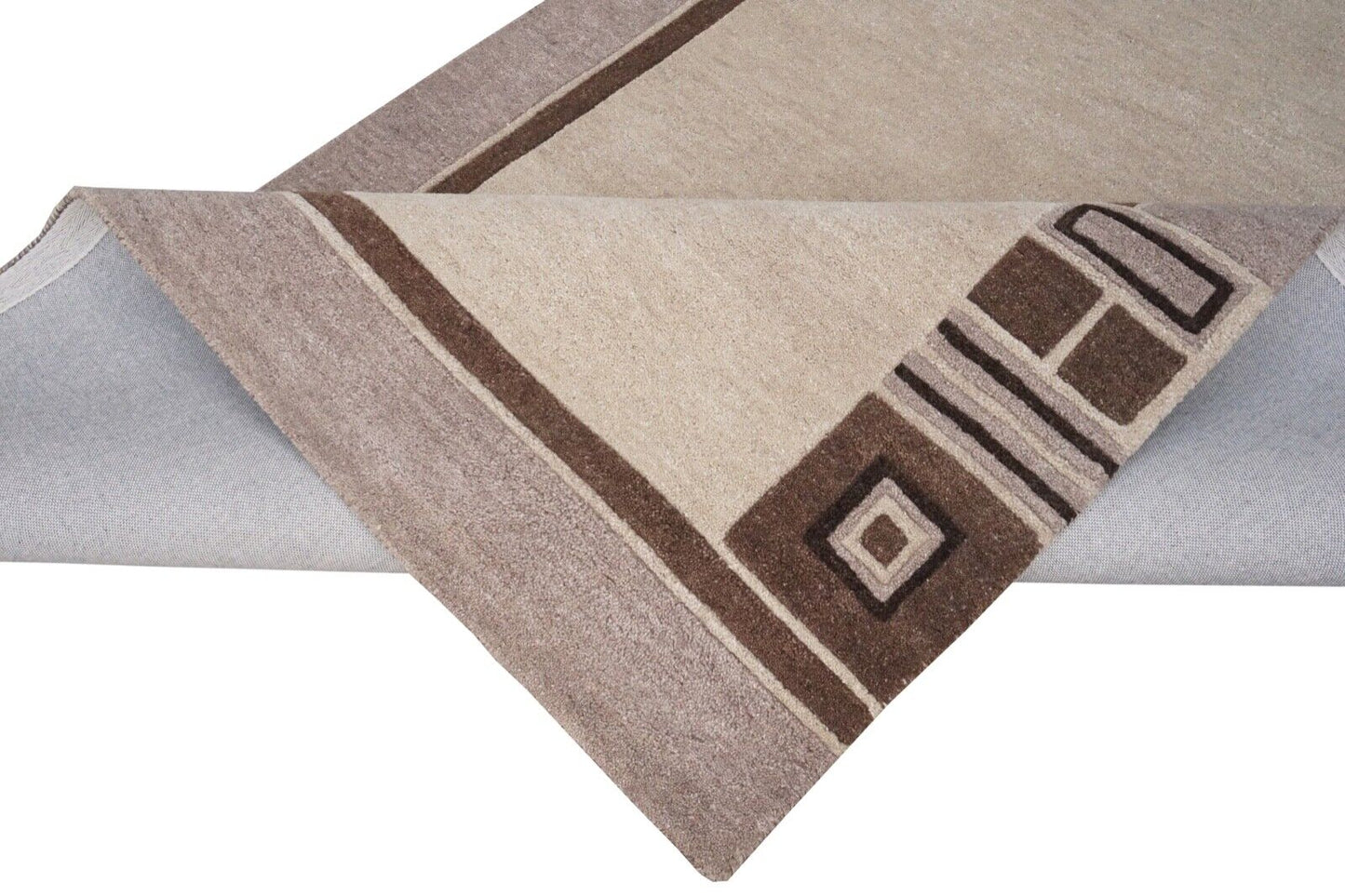 Teppich Beige Braun 100% Wolle 160X230 cm Orientteppich Handgetuftet HT238