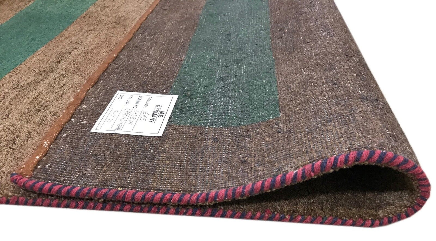 Gabbeh Teppich Handgeknüpft 120x175 cm 100% Wolle Orientteppich Grün Braun G112