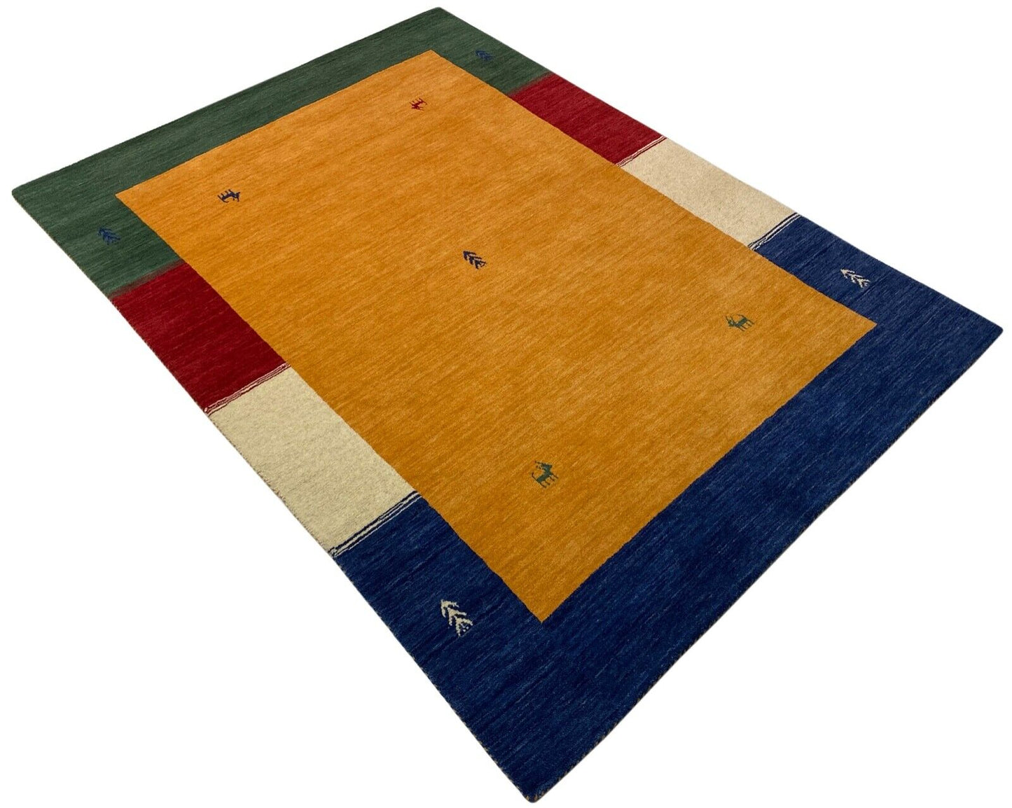 Gabbeh Teppich Gold 100% Wolle 120x180 cm Handgewebt  Lori Debbich Bunt