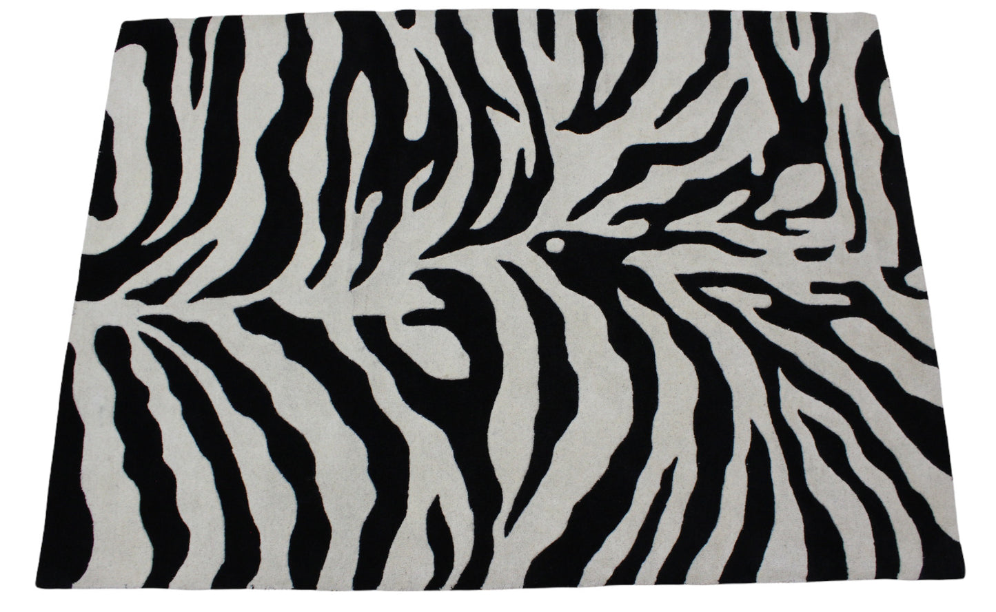 Schwarz Beige 100% Wolle  Teppich 170X240 CM Handarbeit Handgetuftet Zebra ME-5