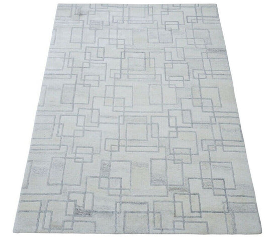 Teppich 100% Wolle Beige Grau 160X230 cm Orientteppich Handgetuftet HT278