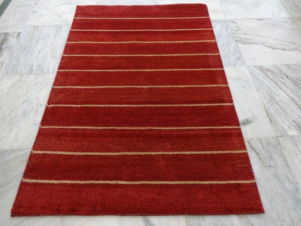 Gabbeh Teppich Handgeknüpft 100% Wolle Rot Beige  Orientteppich 122X182 CM M99