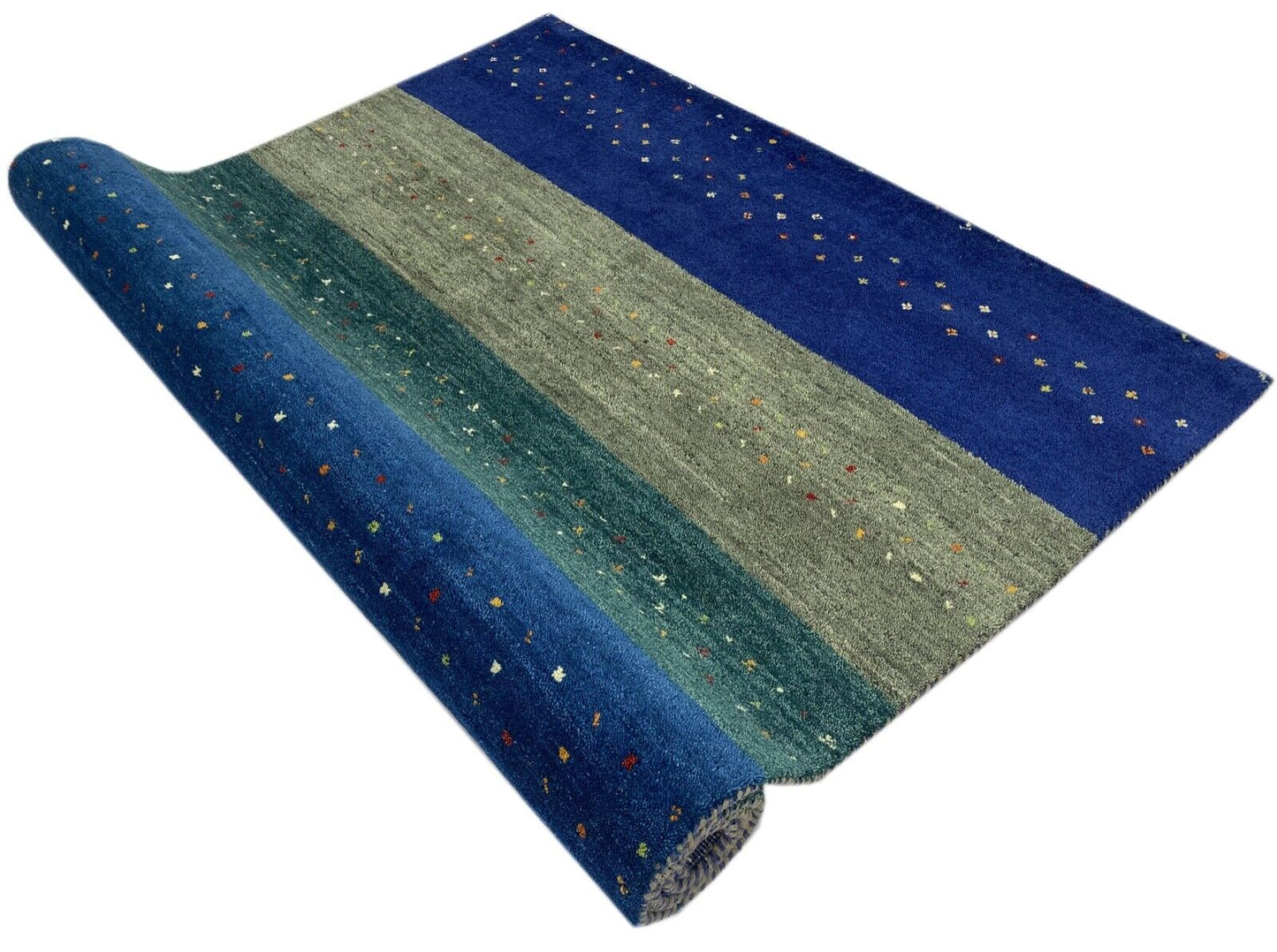 Gabbeh Teppich 100% Wolle Blau Handgeknüpft Orientteppich 170X240 cm WR39