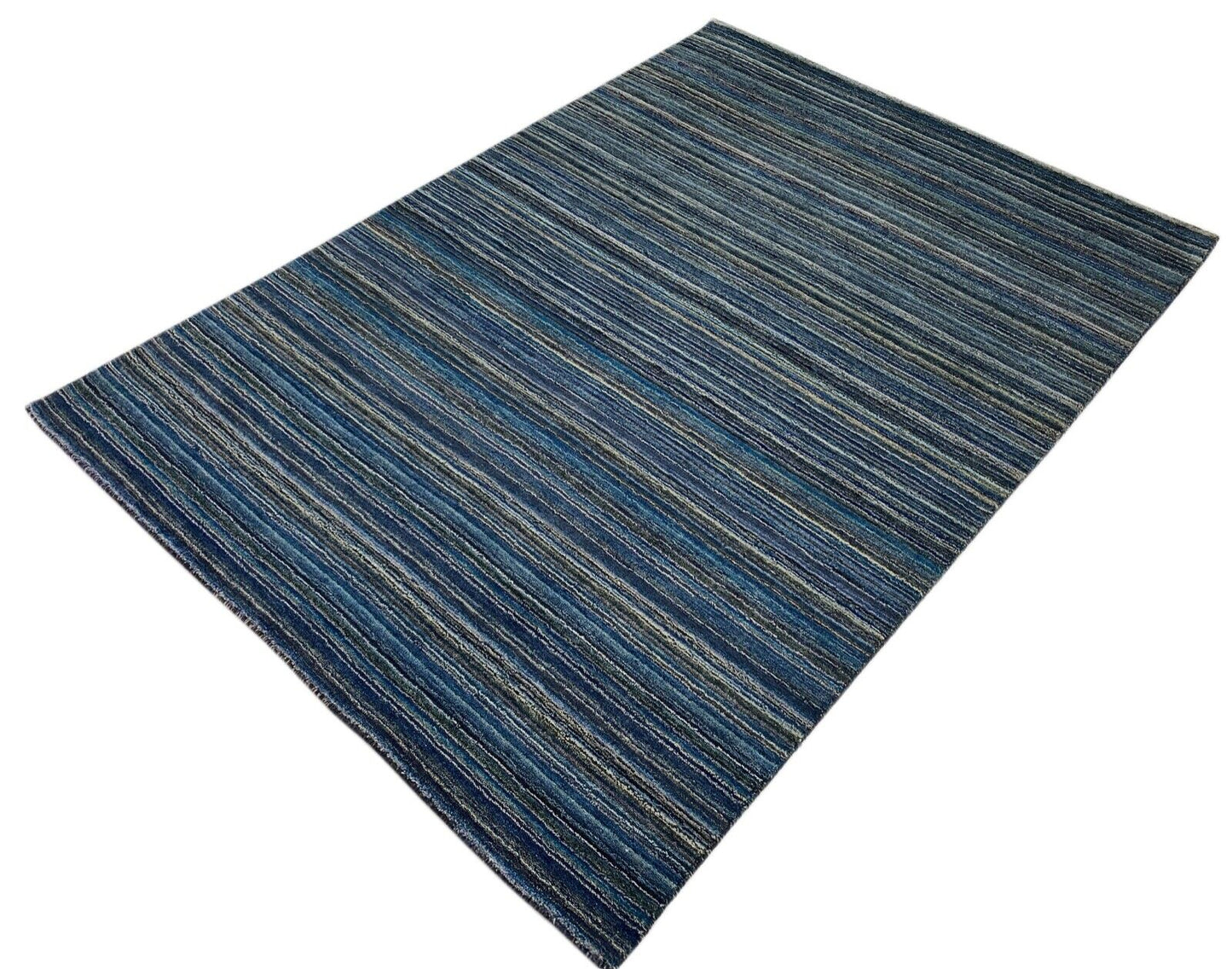 Gabbeh Teppich Blau 100% Wolle Orientteppich Handgefertigt Loom 165X240 CM HL171