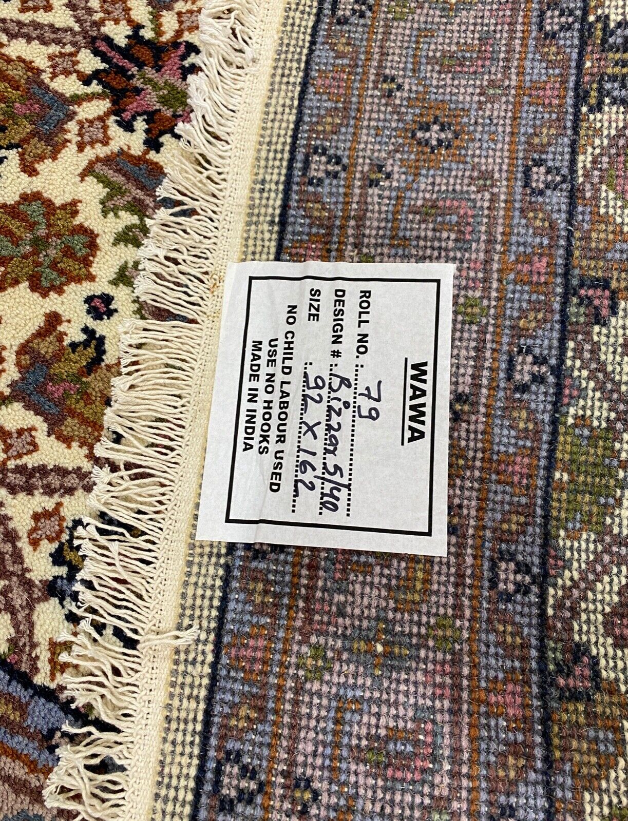 Beige Teppich Wolle Handgeknüpft Orientteppich 100% Schurwolle 90X160 cm D9