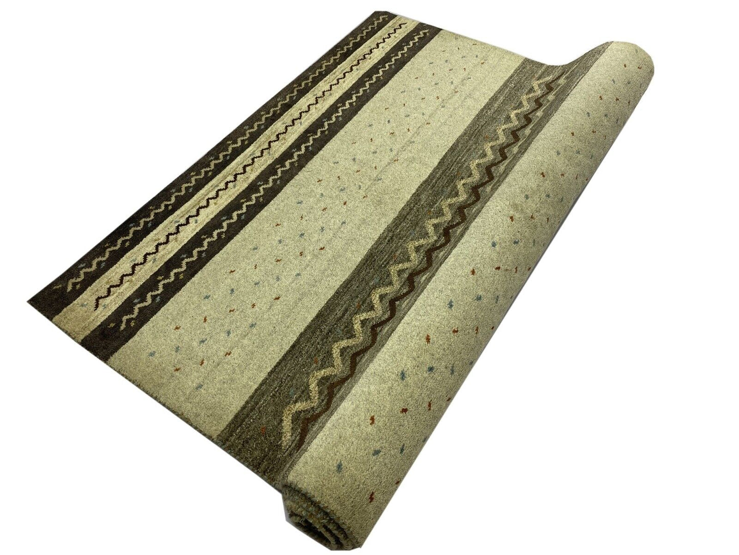 Gabbeh Teppich 100% Wolle Beige Braun Elfenbein Handgeknüpft 178X240 cm WR59