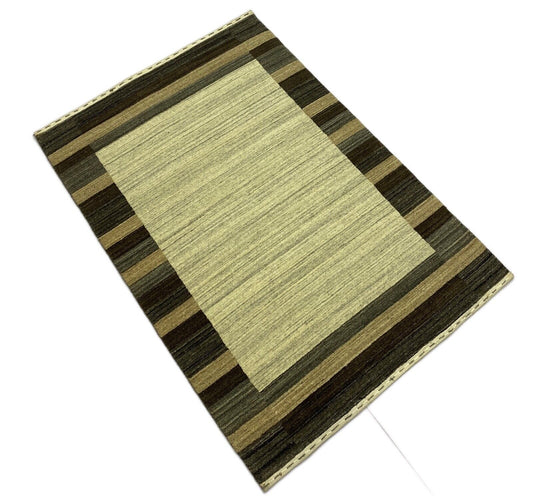 Gabbeh Teppich Braun Grau 100% Wolle Beige loom lori Handgewebt 120x173 cm S81