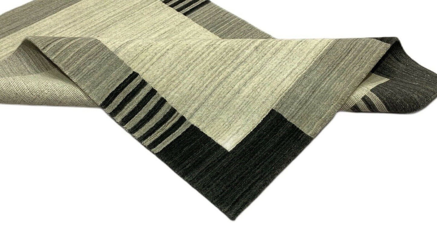 Gabbeh Teppich 100% Wolle Beige Schwarz loom lori Handgewebt 120x184 cm S2