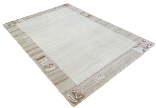 Nepal Teppich Handgeknüpft Braun Beige 100% Wolle Orientteppich 160x223 cm N-16