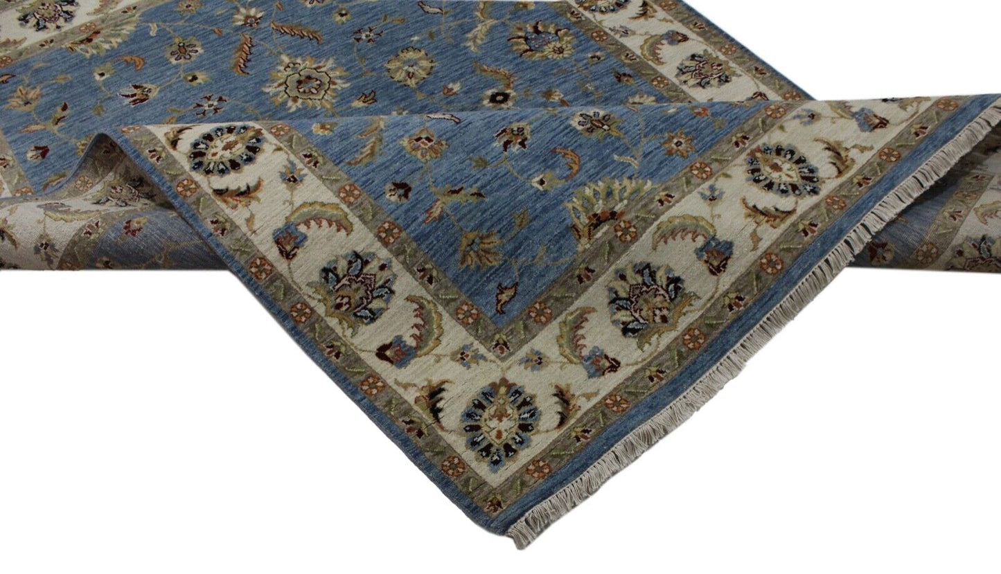 Ziegler Teppich Handgeknüpft 100% Wolle Himmel Blau Orientteppich 163X238 CM