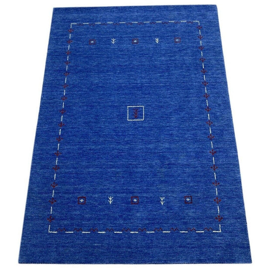 Wohnzimmer Blau Gabbeh Teppich 100% Wolle 170x240 cm Orient Handgewebt W1