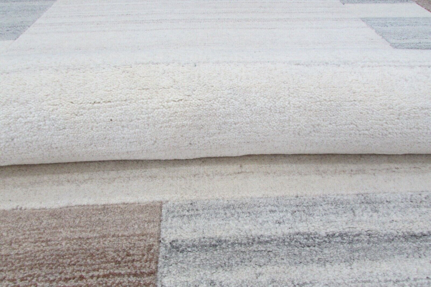 Teppich 100% Wolle Beige Grau 160X230 cm Orientteppich Handgetuftet T790