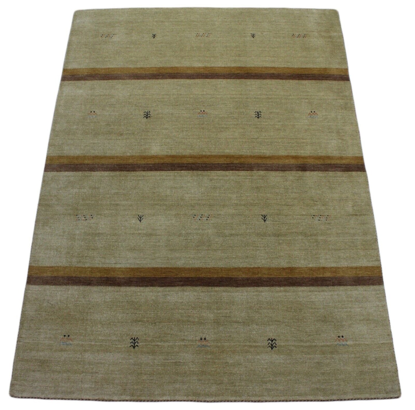 Gabbeh Teppich Beige 100% Wolle 170x240 cm Orientteppich Handgewebt Lr477