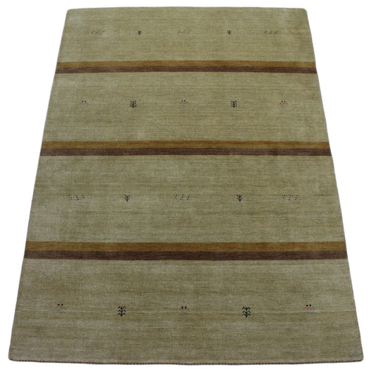 Gabbeh Teppich Beige 100% Wolle 170x240 cm Orientteppich Handgewebt Lr477