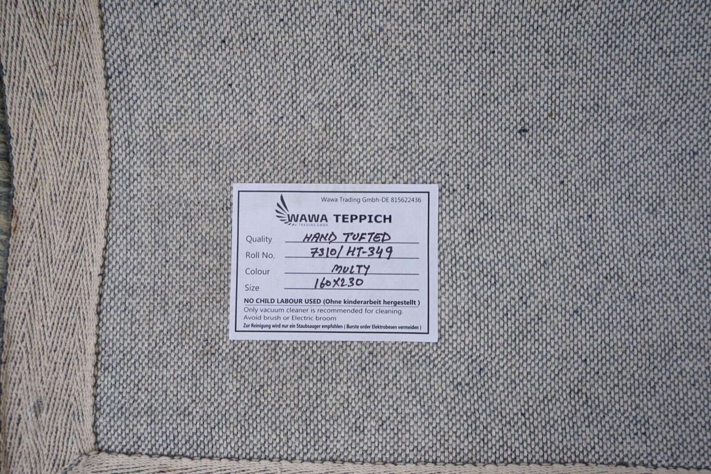 Blau Grau Beige Teppich 100% Wolle 160X230 cm Orientteppich Handgetuftet HT349