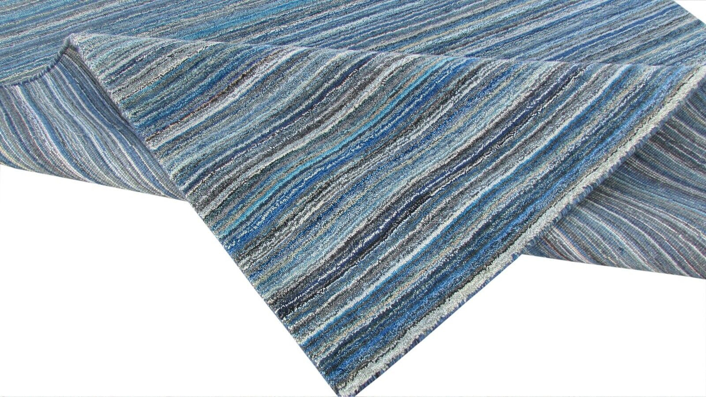 Gabbeh Teppich Blau 100% Wolle Orientteppich Handgefertigt Loom 165X240 CM HL171