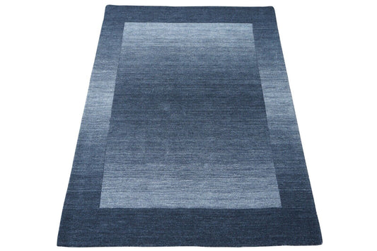 Teppich 100% Wolle Blau Grau 160X230 cm Handgetuftet Orientteppich HT253u