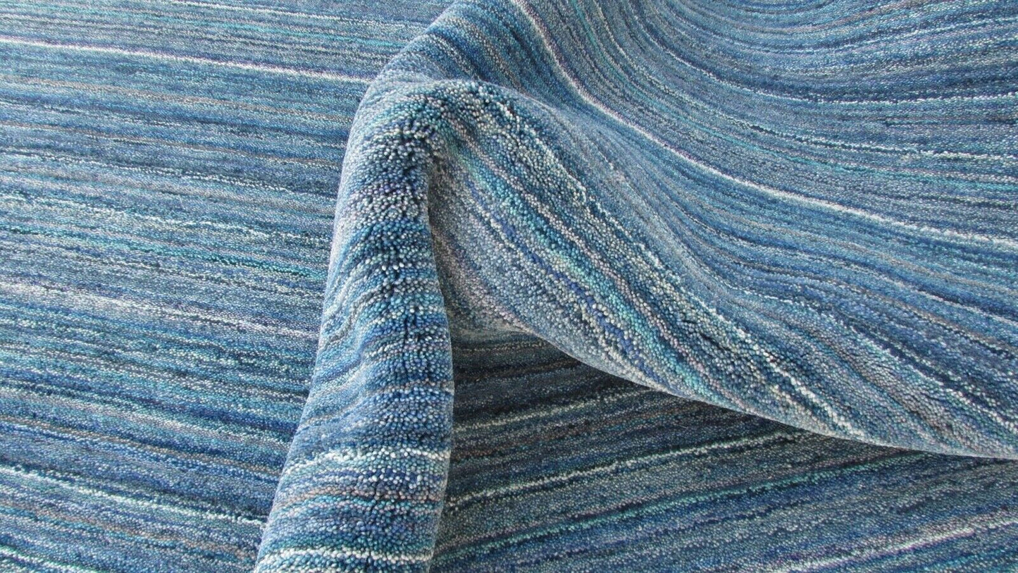 Gabbeh Teppich Blau 100% Wolle Orientteppich Handgefertigt Loom 168X238 CM HL172