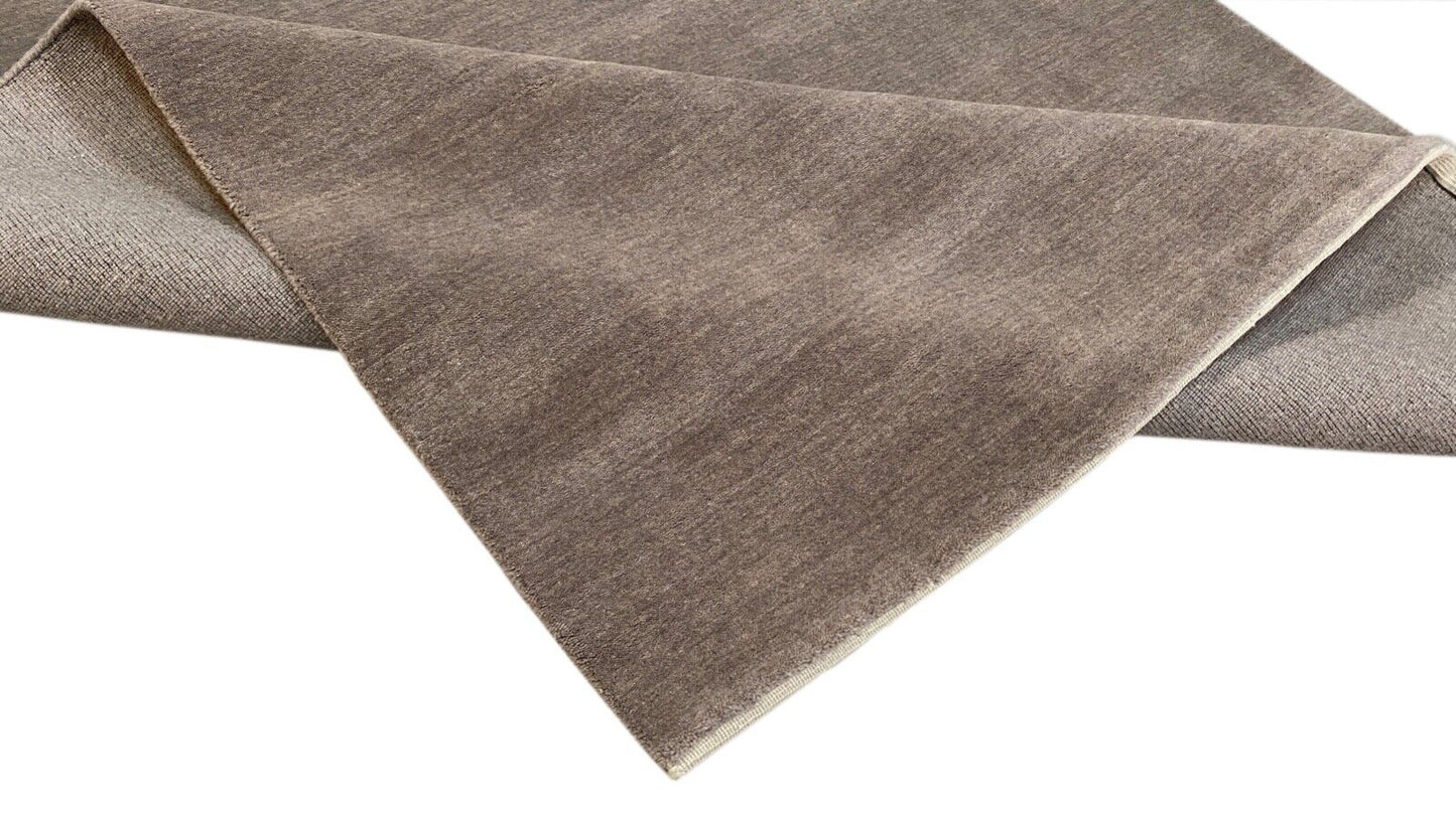 Taup Grau Teppich 100% Wolle 200x300 cm Handgewebt einfarbig gefärbt UNI AN2