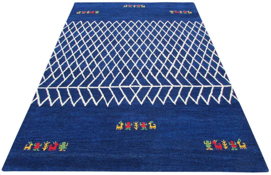 Handarbeit Teppich 100% Wolle 160X230 cm Blau Orientteppich Handgetuftet T803