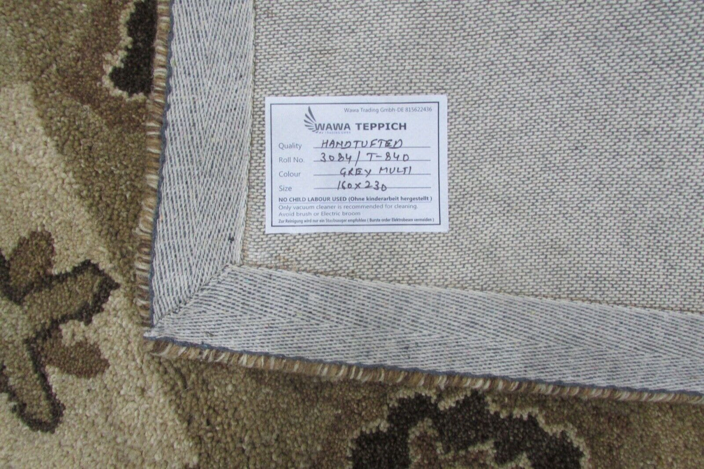 Braun Teppich 100% Wolle 160X230 cm Handarbeit Handgetuftet T840