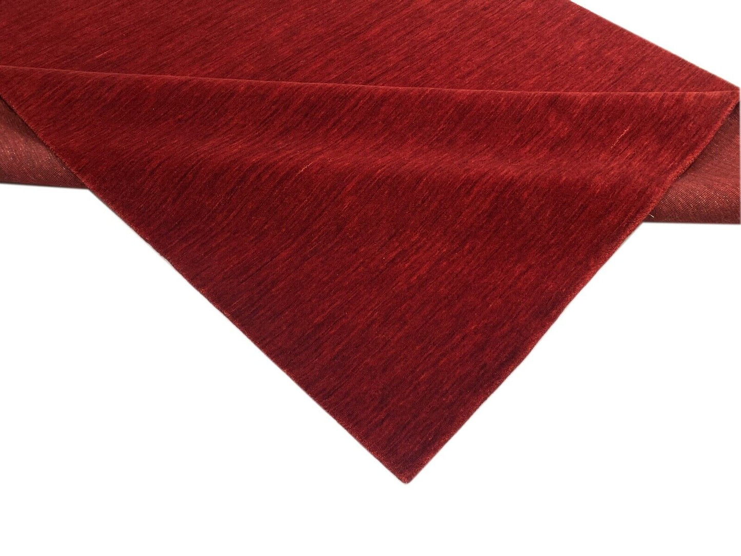 Rot Teppich 100% Wolle Gabbeh 170x240 cm Handgewebt einfarbig gefärbt WR136