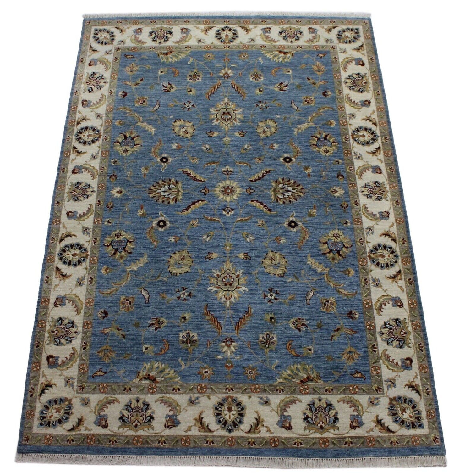 Ziegler Teppich Handgeknüpft 100% Wolle Himmel Blau Orientteppich 163X238 CM