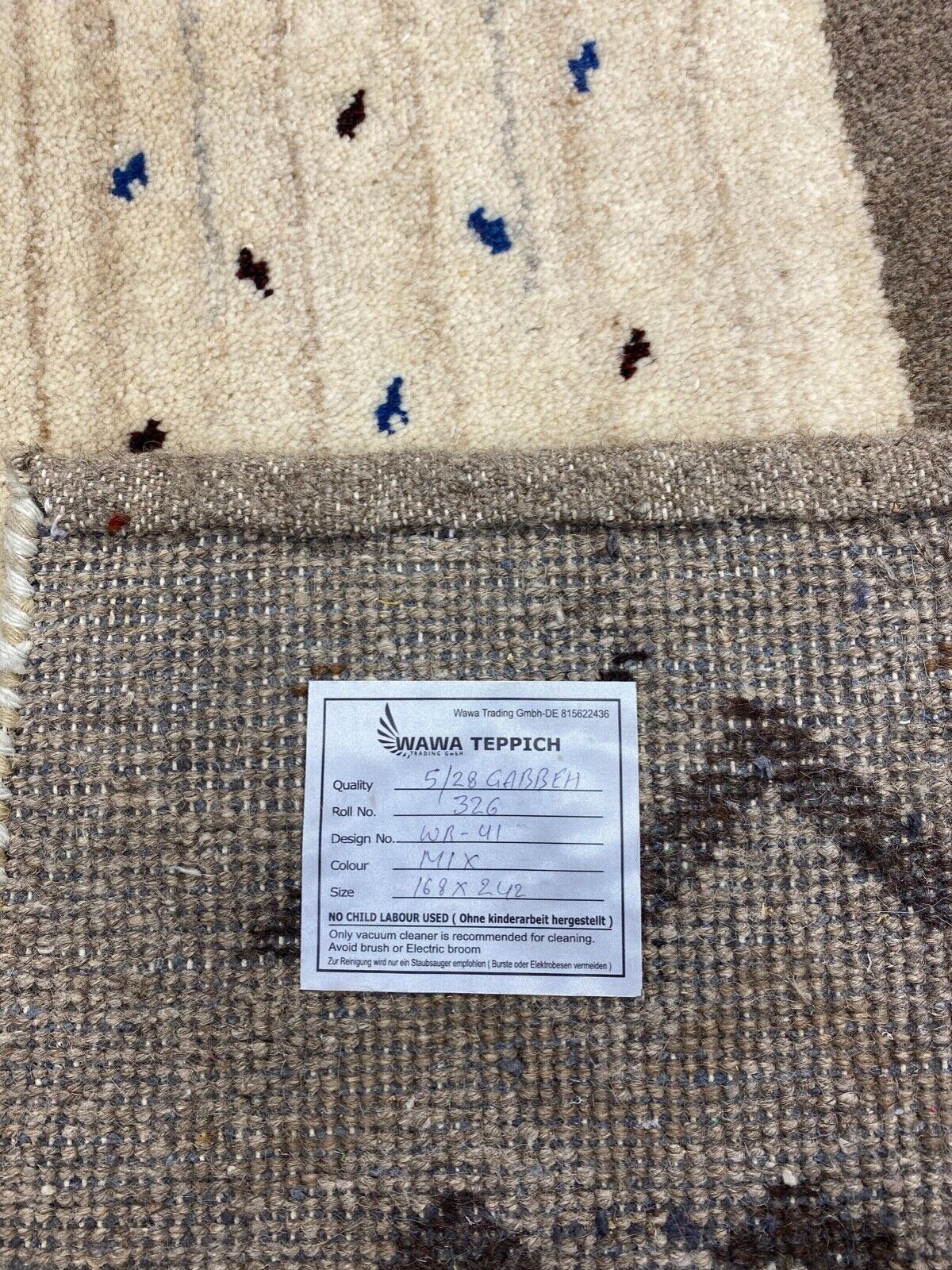 Gabbeh Teppich 100% Wolle Beige Braun Handgeknüpft 170X240 cm WR41