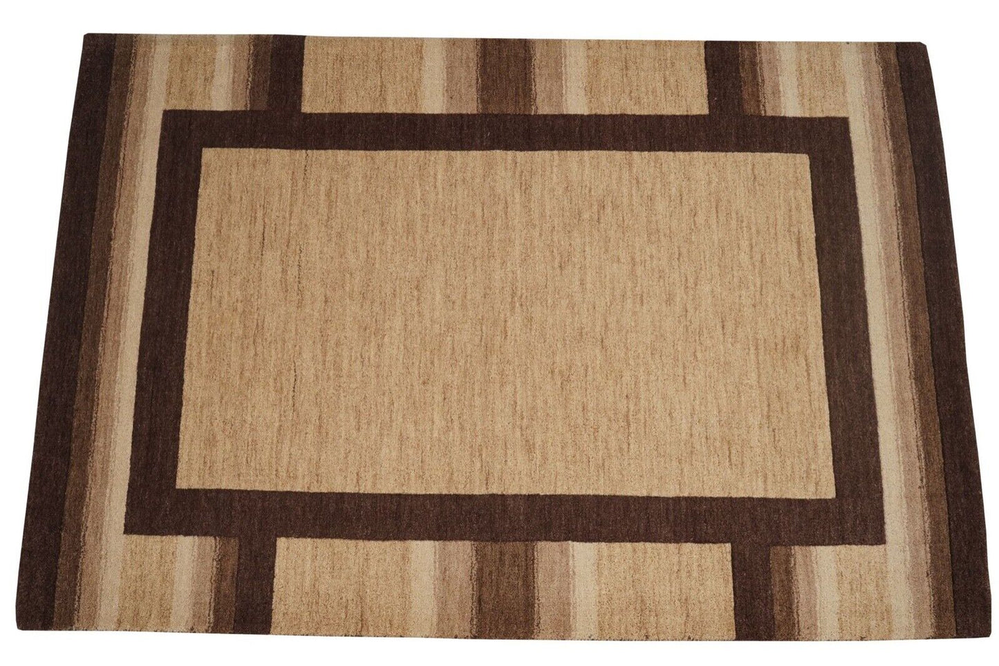 Beige Braun 140X200 cm Teppich 100% Wolle Orientteppich Handgetuftet HT602