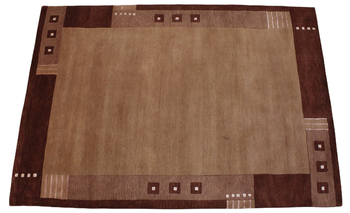 Kamelfarbe Teppich 170X240 CM 100% Wolle Beige Handgetuftet Braun T4