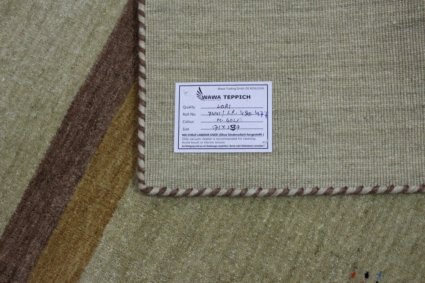 Gabbeh Teppich Beige 100% Wolle 170x240 cm Orientteppich Handgewebt Lr477