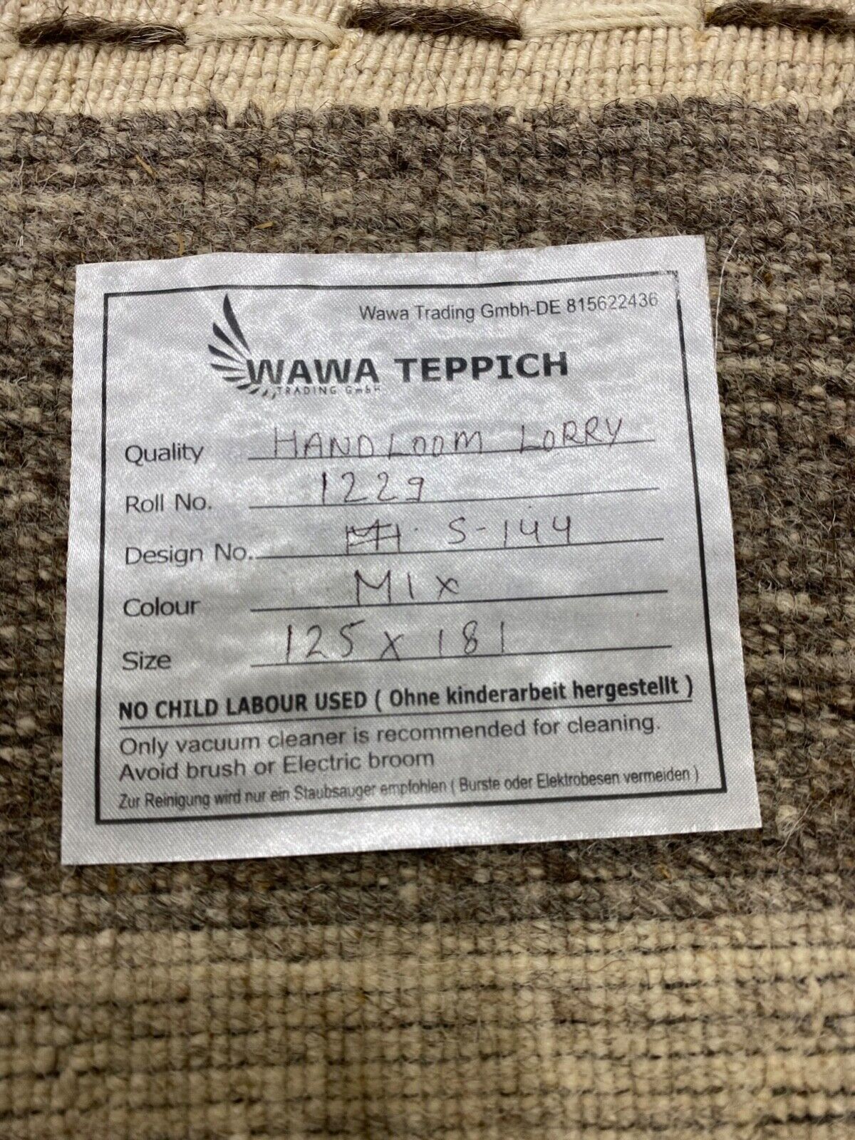 Teppich Gabbeh Beige Braun 100% Wolle loom lori Handgewebt 125x180 cm S144