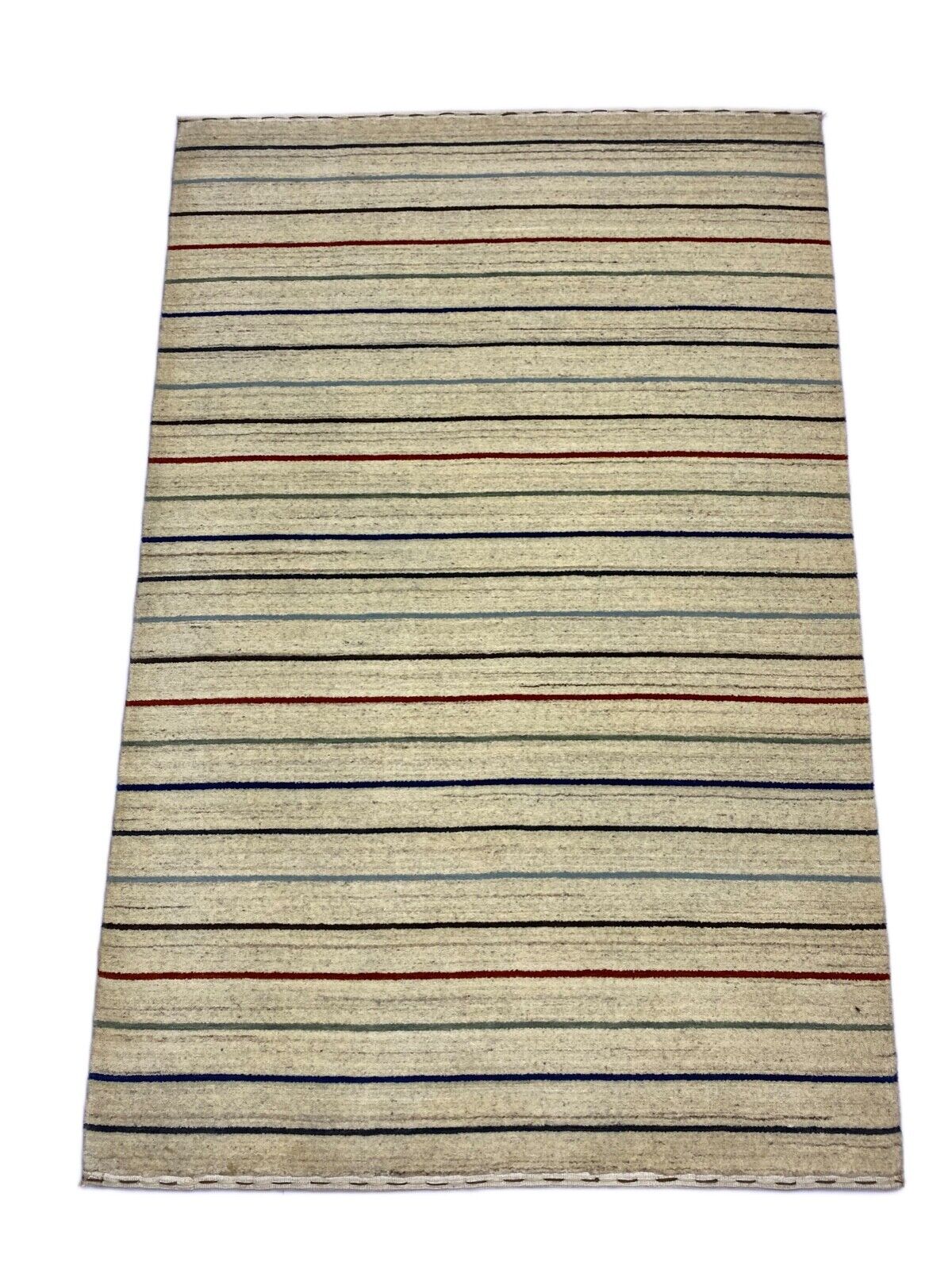 Teppich Gabbeh Beige Blau 100% Wolle lori Handgewebt 120x185 cm S84